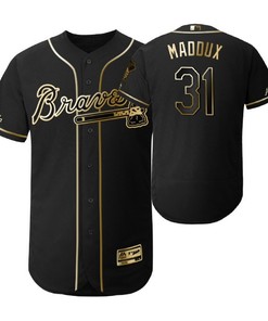 Atlanta Braves #31 Greg Maddux Mlb 2019 Golden Brandedition Black Jersey Gift For Braves Fans