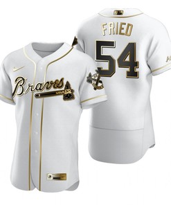 Atlanta Braves #54 Max Fried Mlb Golden Brandedition White Jersey Gift For Braves Fans
