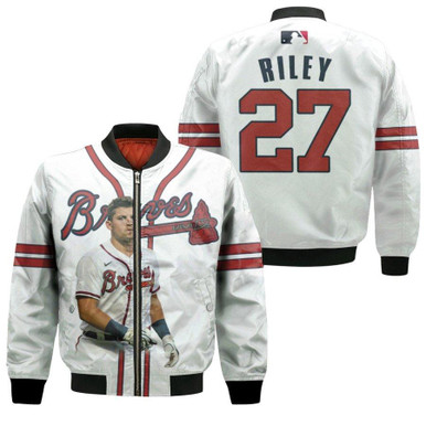 Atlanta Braves Austin Riley 27 Legends MLB 2019 White Gift For Braves Fans Bomber Jacket
