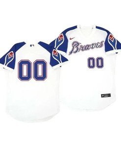 Atlanta Braves Custom 00 Cooperstown White Throwback Home Jersey