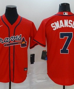 Atlanta Braves Dansby Swanson #7 2020 Mlb Red Jersey