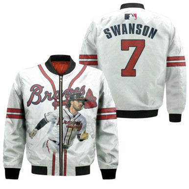 Atlanta Braves Dansby Swanson 7 MLB Great Player White 2019 Gift For Braves Fans Bomber Jacket