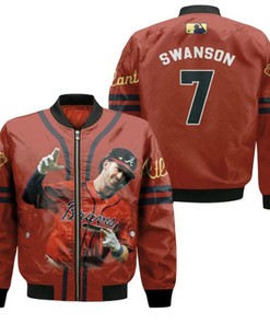 Atlanta Braves Dansby Swanson 7 MLB Legendary Captain Baseball Team Red Gift For Braves Fans Bomber Jacket