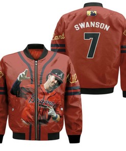 Atlanta Braves Dansby Swanson 7 MLB Legendary Captain Baseball Team Red Gift For Braves Fans Bomber Jacket 900010017841