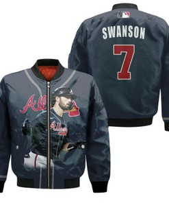 Atlanta Braves Dansby Swanson 7 Player Blue Jersey Gift For Braves Fans Bomber Jacket