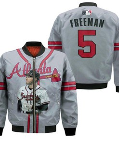 Atlanta Braves Freddie Freeman 5 Legend Player Gray 2019 Gift For Braves Fans Bomber Jacket