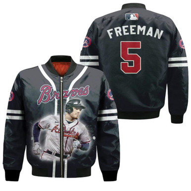 Atlanta Braves Freddie Freeman 5 MLB Legendary Captain Black Gift For Braves Fans Bomber Jacket