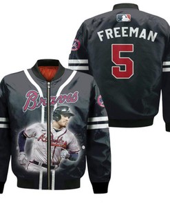 Atlanta Braves Freddie Freeman 5 MLB Legendary Captain Black Gift For Braves Fans Bomber Jacket 900010017538