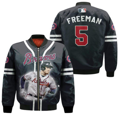 Atlanta Braves Freddie Freeman 5 MLB Legendary Captain Black Gift For Braves Fans Bomber Jacket 900010017538
