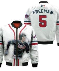 Atlanta Braves Freddie Freeman 5 MLB Legendary Captain White Gift For Braves Fans Bomber Jacket