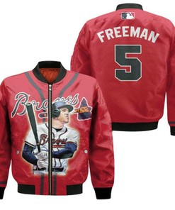 Atlanta Braves Freddie Freeman 5 NFL Legendary Captain Red Gift For Braves Fans Bomber Jacket