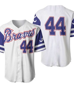 Atlanta Braves Hank Aaron 44 2020 Mlb White And Blue Baseball Jersey