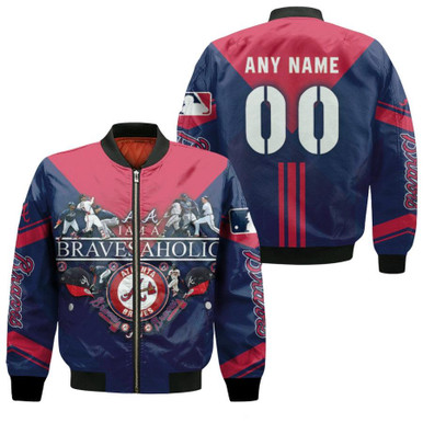 Atlanta Braves I Am A Bravesaholic MLB Baseball Team Gift With Custom Name Number For Braves Fans Bomber Jacket
