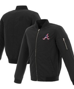 Atlanta Braves JH Design 2019 Stars and Stripes Bomber Jacket with Embroidered Logo - Black