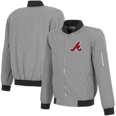 Atlanta Braves JH Design Lightweight Nylon Bomber Jacket - Gray