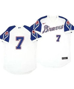 Atlanta Braves Jersey, Dansby Swanson 7 Cooperstown White Throwback Home Jersey