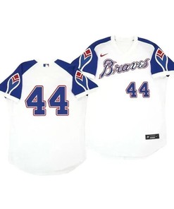 Atlanta Braves Jersey, Hank Aaron 44 Cooperstown White Throwback Home Jersey