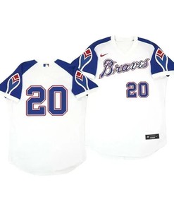 Atlanta Braves Jersey, Marcell Ozuna 20 Cooperstown White Throwback Home Jersey