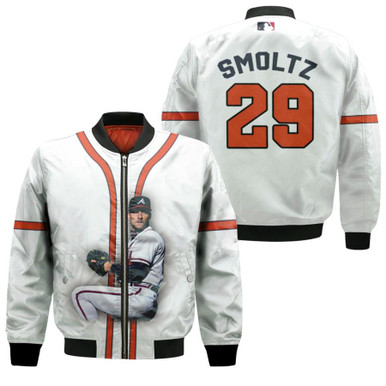 Atlanta Braves John Smoltz 29 MLB Baseball Legend Great Player White Gift Bomber Jacket