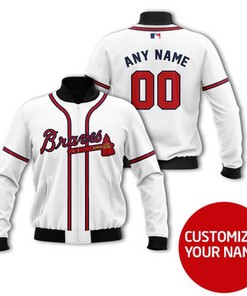 Atlanta Braves Mlb Baseball Team White Custom Number Name Gift For Braves Fans Bomber Jacket