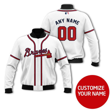 Atlanta Braves Mlb Baseball Team White Custom Number Name Gift For Braves Fans Bomber Jacket 900011050554