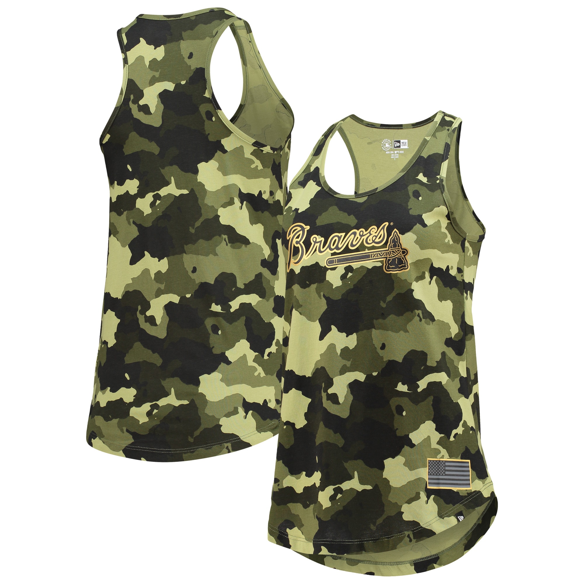 Atlanta Braves New Era Womens 2022 Mlb Armed Forces Day Camo Racerback Tank Top - Green