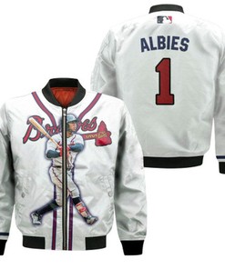 Atlanta Braves Ozzie Albies 1 2020 MLB Best Legends White Gift For Braves Fans Bomber Jacket