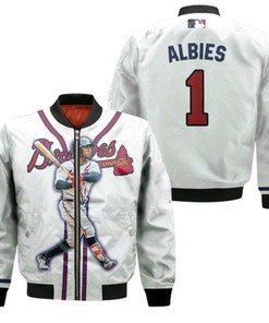 Atlanta Braves Ozzie Albies 1 2020 MLB Best Legends White Gift For Braves Fans Bomber Jacket 900012433533