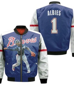 Atlanta Braves Ozzie Albies 1 Player Blue Jersey Style Gift For Braves Fans Bomber Jacket