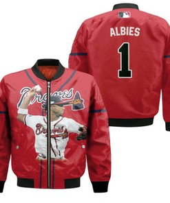 Atlanta Braves Ozzie Albies 1 Player Red Jersey Style Gift For Braves Fans Bomber Jacket