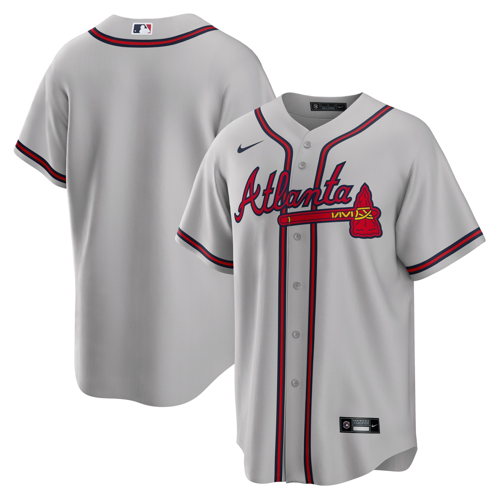 Atlanta Braves Road Replica Team Jersey Gray Mlb