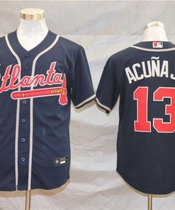 Atlanta Braves Ronald Acuna Jr #13 2020 Mlb Dark Blue Jersey