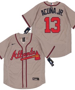 Atlanta Braves Ronald Acuna Jr #13 2020 Mlb Grey Jersey