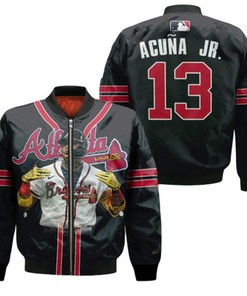 Atlanta Braves Ronald Acuna Jr 13 MLB Great Player 2019 Black Gift For Braves Fans Bomber Jacket