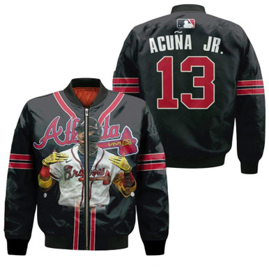 Atlanta Braves Ronald Acuna Jr 13 MLB Great Player 2019 Black Gift For Braves Fans Bomber Jacket