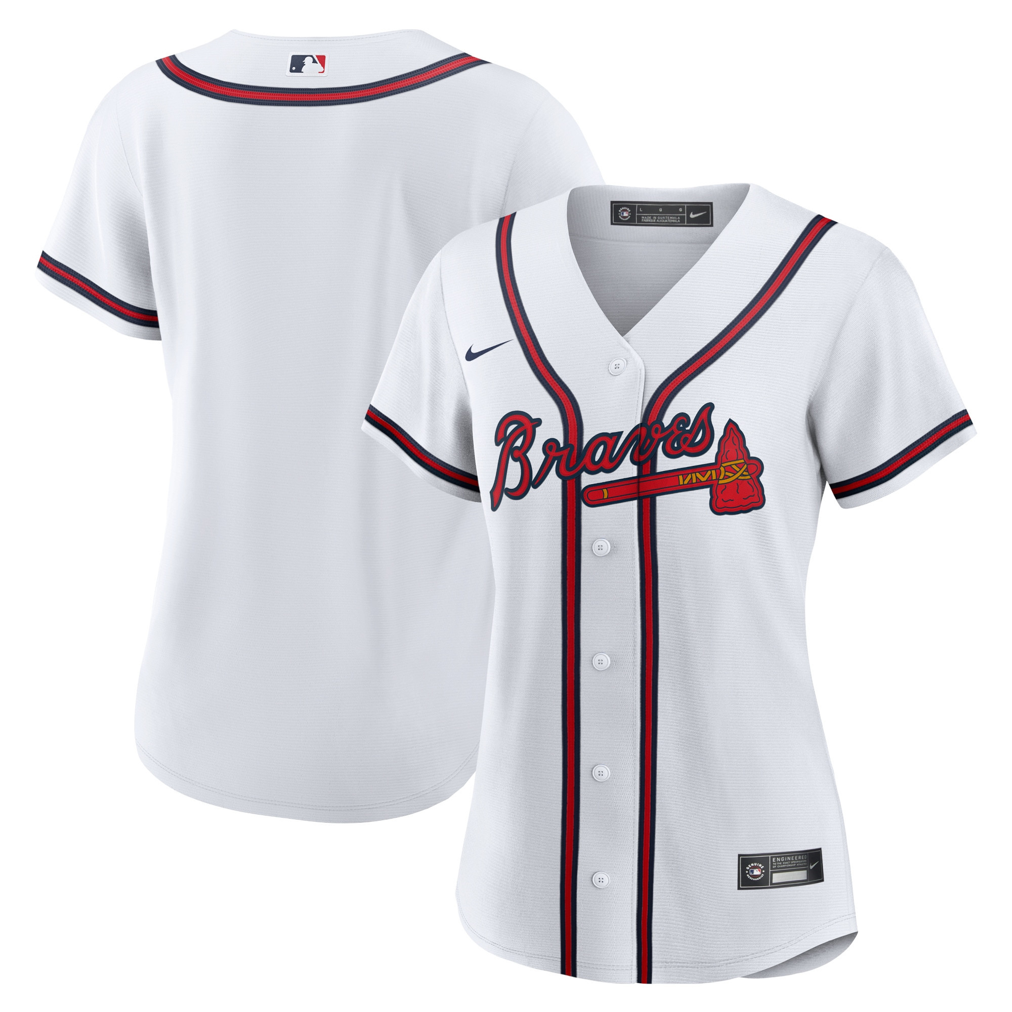 Atlanta Braves Womens Home Replica Team Jersey White Mlb