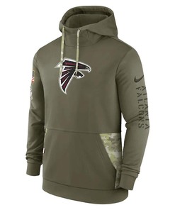 Atlanta Falcons 2022 Salute to Service Therma Performance Pullover Men Hoodie - Olive