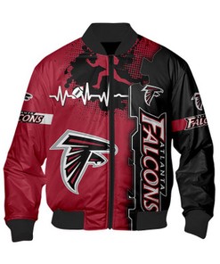Atlanta Falcons Bomber Jacket graphic heart ECG line