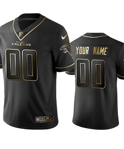 Atlanta Falcons Custom Black Golden Brandedition Nfl 100 Year Anniversary Mens Jersey