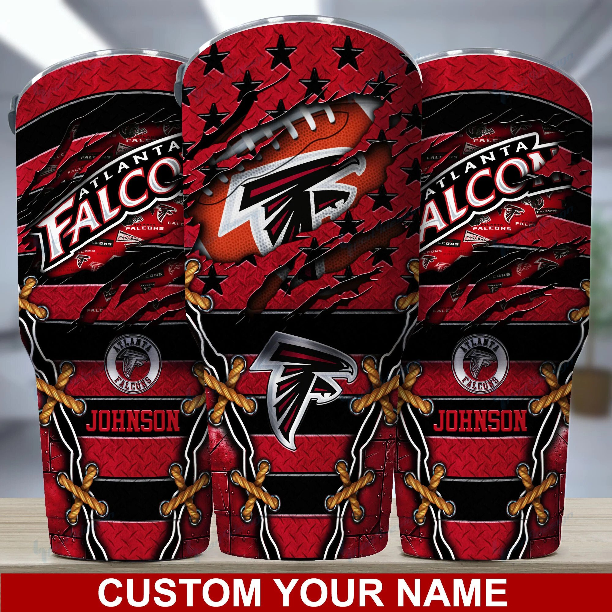 Atlanta Falcons Custom Name Tumbler - Personalized Tumbler for Atlanta Falcons Fans