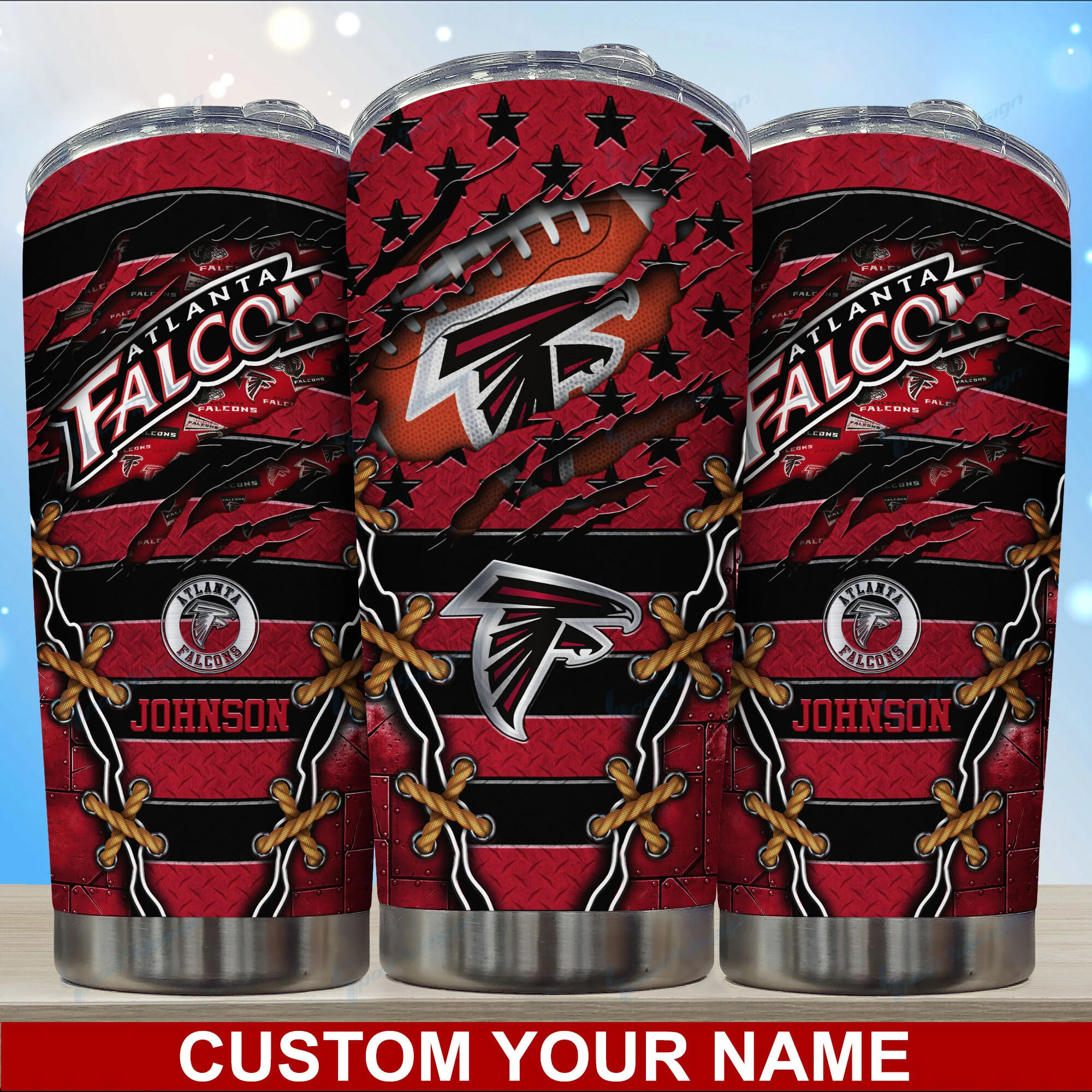 Atlanta Falcons Custom Name Tumbler - Personalized Tumbler for Atlanta Falcons Fans