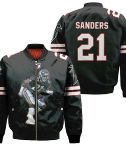 Atlanta Falcons Deion Sanders 21 NFL Legends American Football Black 2019 Gift For Falcons Fans Bomber Jacket