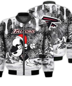 Atlanta Falcons Snoopy Dabbing The Peanuts Sports Football American Christmas Dripping Matching Gifts Unisex 3D Bomber Jacket