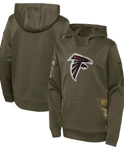 Atlanta Falcons Youth 2022 Salute To Service Performance Pullover Hoodie - Olive