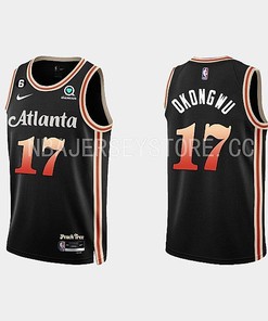 Atlanta Hawks 17 Onyeka Okongwu 2022-23 City Edition Black Men Jersey