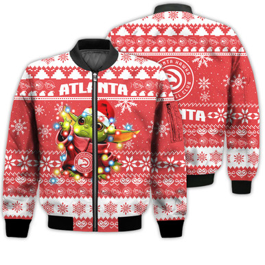 Atlanta Hawks Baby Yoda Star Wars Sports Football American Ugly Christmas Gifts Unisex 3D Bomber Jacket