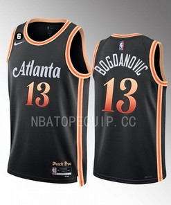 Atlanta Hawks Bogdan Bogdanovic 13 2022-23 City Edition Black Jersey NO.6 Patch