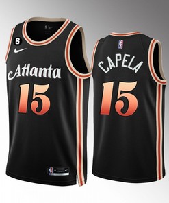 Atlanta Hawks Clint Capela 15 2022-23 City Edition Black Men Jersey NO.6 Patch