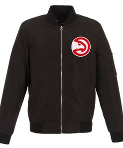 Atlanta Hawks JH Design Lightweight Nylon Full-Zip Bomber Jacket - Black