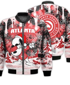 Atlanta Hawks Snoopy Dabbing The Peanuts Sports Football American Christmas Dripping Matching Gifts Unisex 3D Bomber Jacket